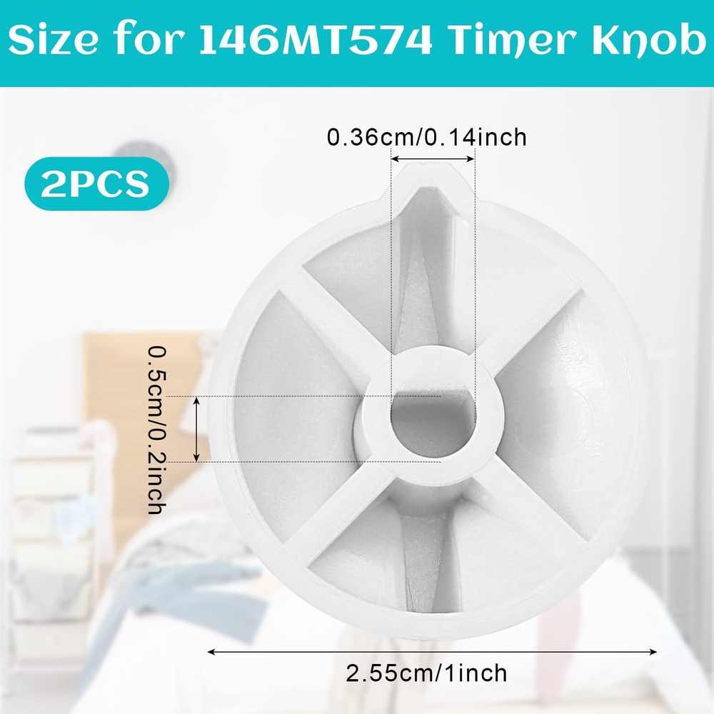 2 Pack Timer Switch Knob Replacement for Intermatic - 146MT574, White