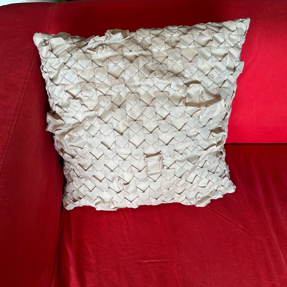 Silk Woven Cream Throw Pillow