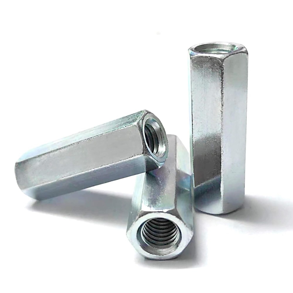 50 Packs 1/4"-20 Rod Coupling Nuts, UNC Threaded Hex 1/4"-20, Silver