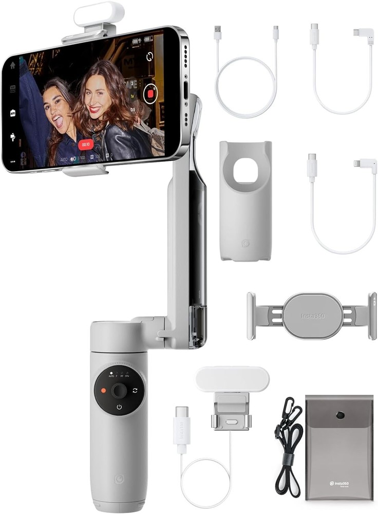 Insta360 Flow 3-Axis AI-Powered Smartphone Stabilizer Creator Kit Stone Gray