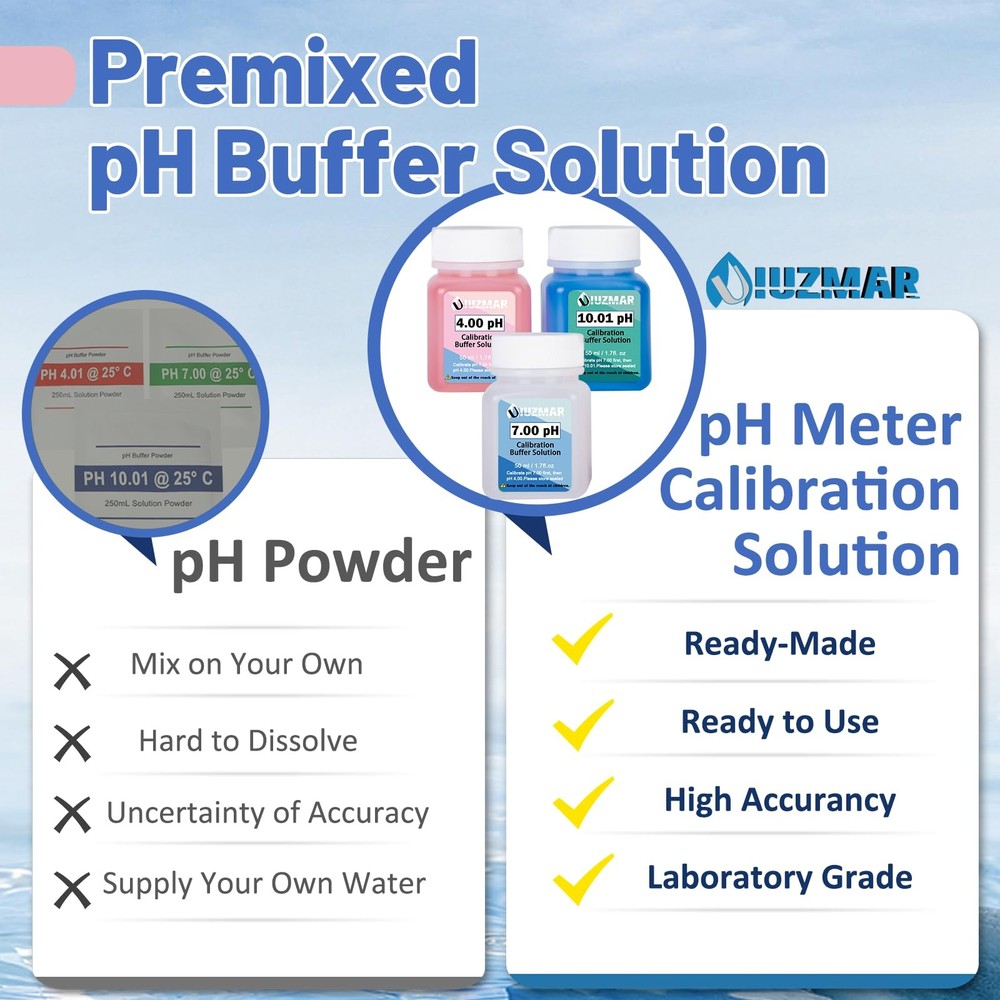 UIUZMAR Accurate pH Tester TDS EC Reader and Calibration Solution