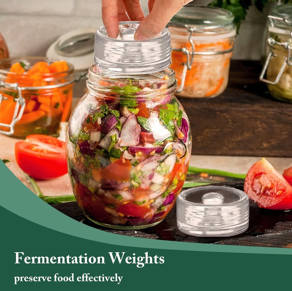 Fermentation Glass Weights with Easy Grip Handle for Mason middle, 2 PCS