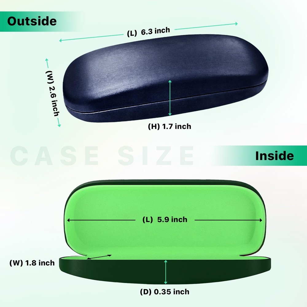 Hard Shell Glasses Case - Durable Brushed Eyeglass Holder with Microfiber Cloth