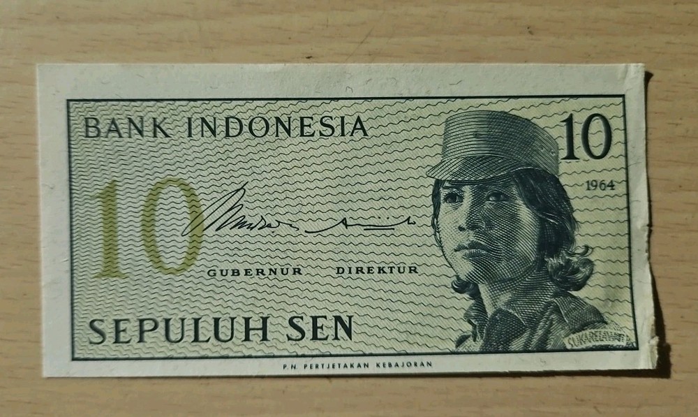 1964 Indonesia 10 Sen Note