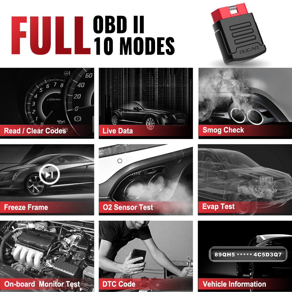 MUCAR OBD2 Scan Tool Bluetooth All System ABS SRS Engine Car Fault Code Reader