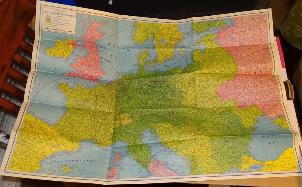 WTAG Worcester Ma. Global War Map in 1943 Mailing Envelope