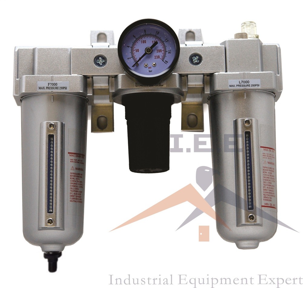 3/4" Air Filter Regulator Lubricator 3 pcs FRL Auto Drainer
