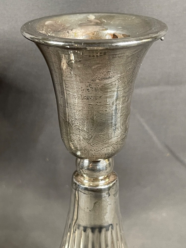 Vintage Silver Plated 6" Candlesticks Pair Flaired Fan Base - 4221