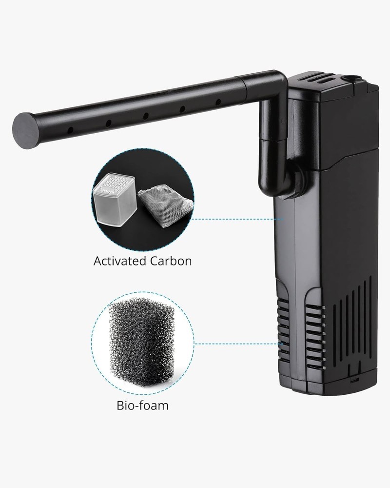 Efficient Aquarium Power Filter with Adjustable Flow for Delicate Fish - 100 GPH