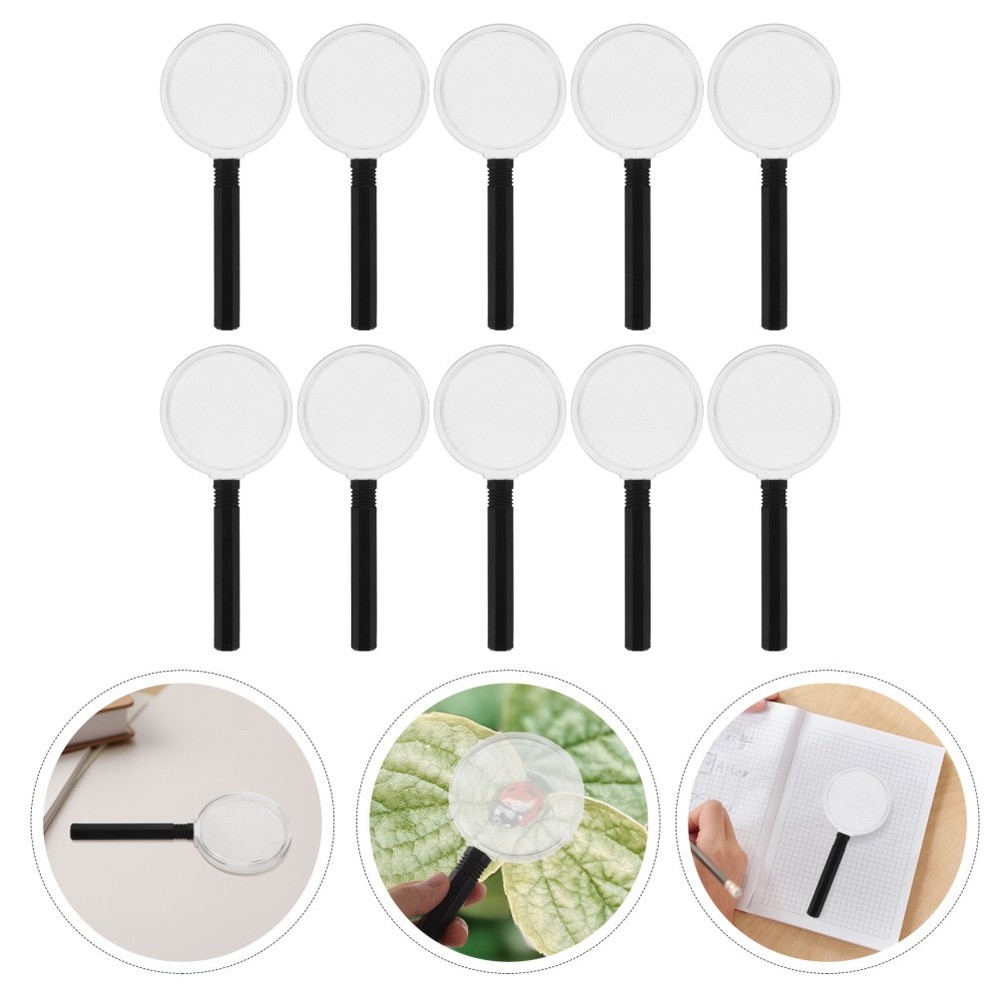 10 Pcs Portable Magnifier Handheld for Reading Magnifying Lenses