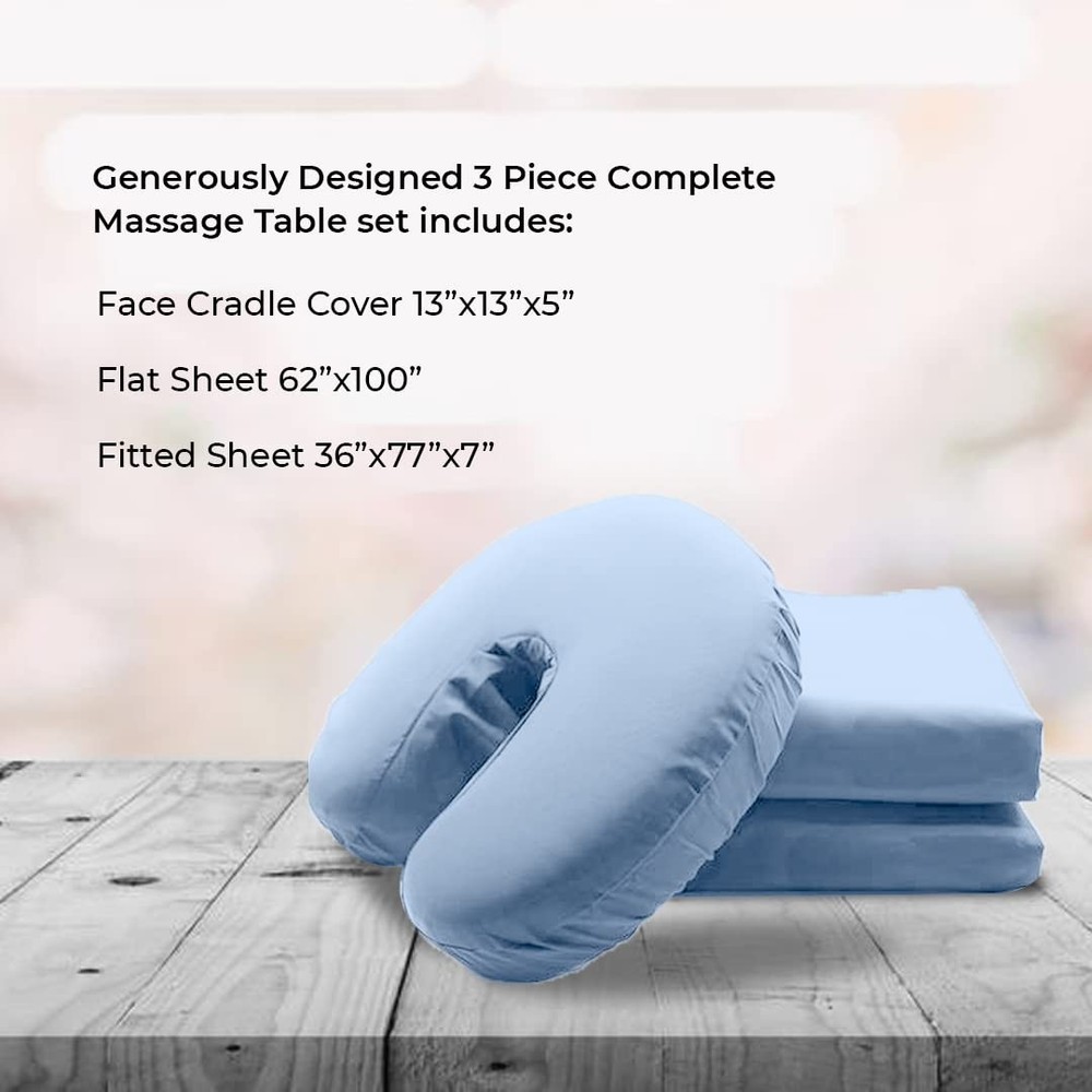 Massage Table Sheets Set - 3 Pcs 100% Cotton Flannel - Fitted Sheets, Flat Sh...