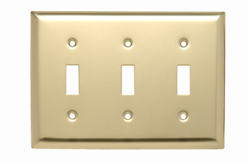 P&S Polished Solid Brass 3-Gang Toggle Wallplates Switch Cover SB3-PBCC10