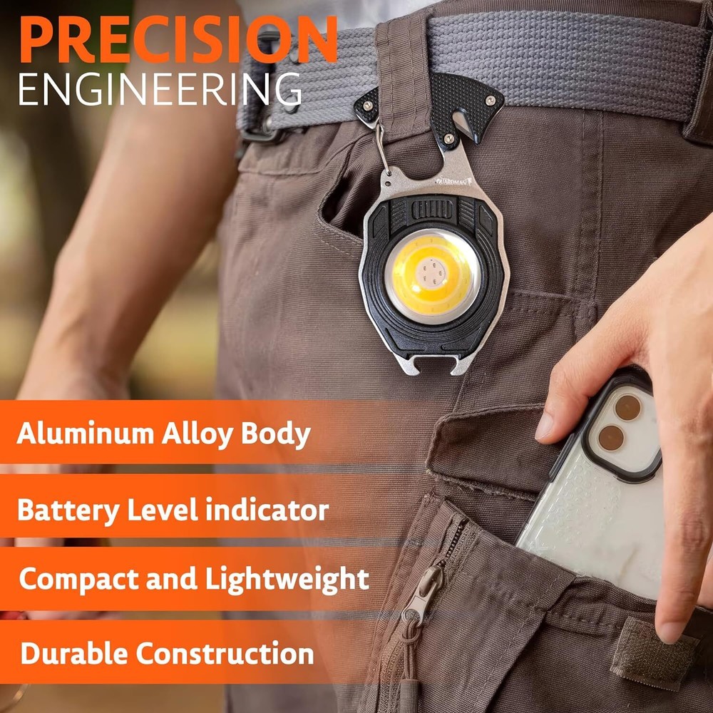Survival Tool Fire Starter Emergency Light Carabiner Flashlight Multi Tool