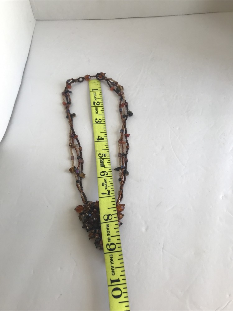 stunning brown root beer colored beaded cluster Multi Strand necklace