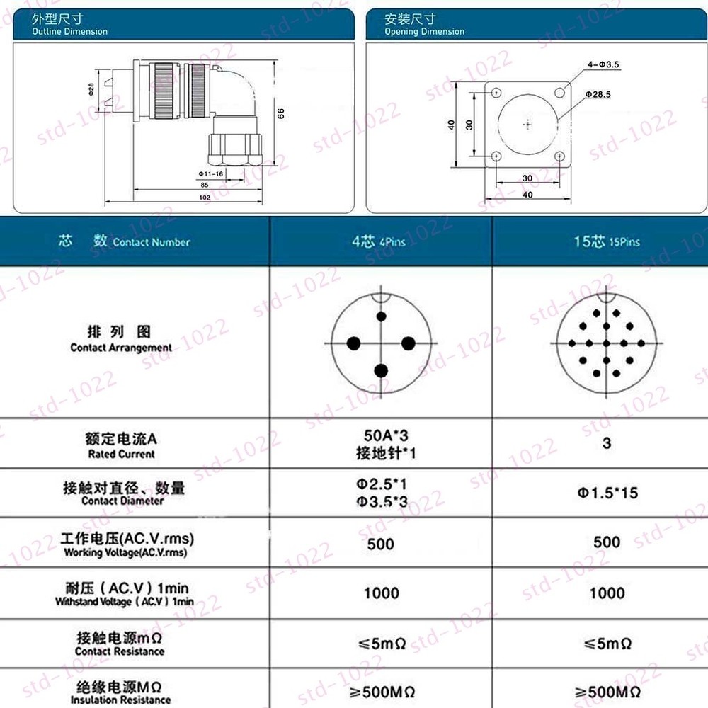 4-Pin Waterproof Set Servo Motor Connector Right Angle Aviation Plug&Socket YD28