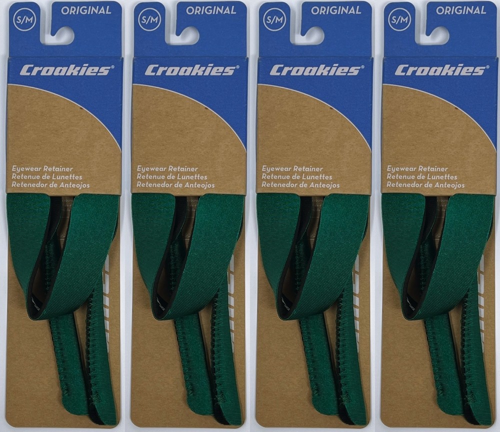 Croakies Original Solid Eyewear Retainer, S/M 6-10mm - Hunter Green (4-Pack)