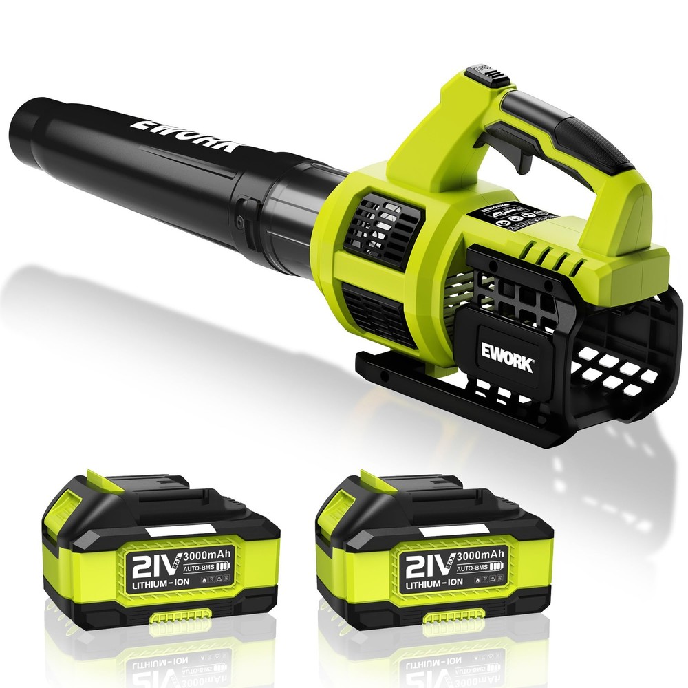 EWORK 21V Cordless Leaf Blower, Powerful Turbo Mode & 550 Green