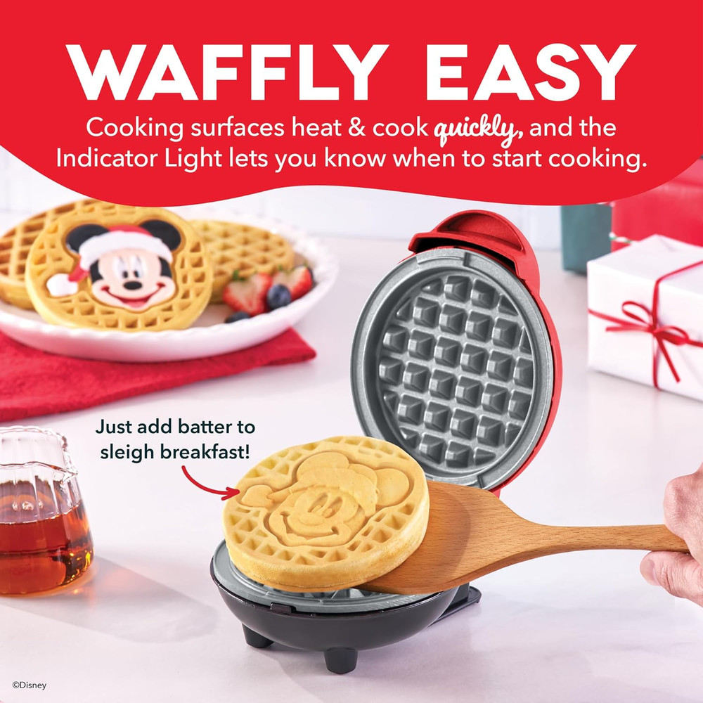 Disney Mickey Mouse Santa Mini Waffle Maker - Electric Waffle Maker for Creativ