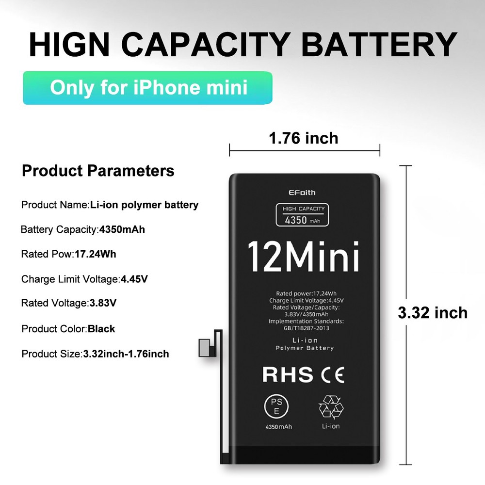 For Apple iPhone 12 Mini Battery Internal Replacement 4350 mAh + Tool Adhesive