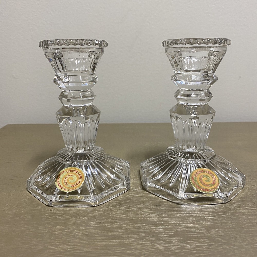 Vintage Lead Crystal Candlestick Holders (Western Germany)