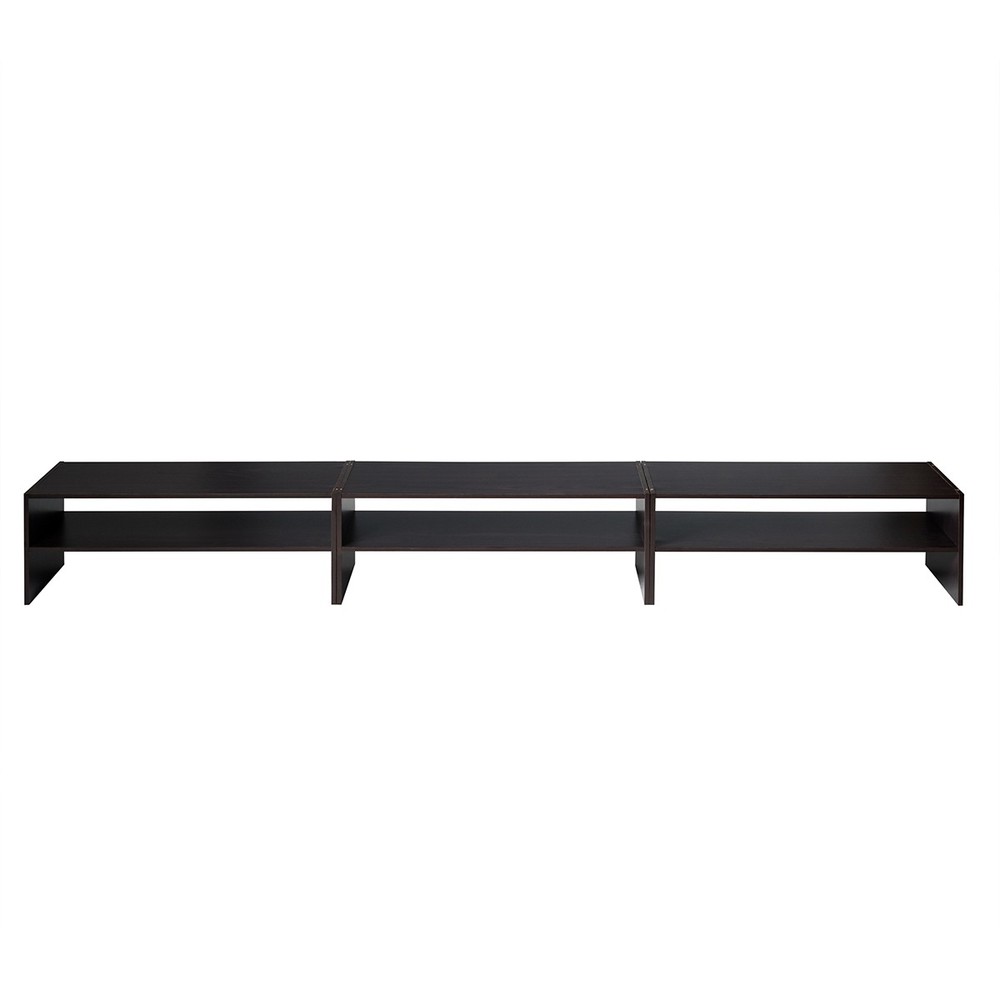 3 PCS Stackable Shoe Rack 31" Horizontal Organizer 2-tier Storage Shelves Brown