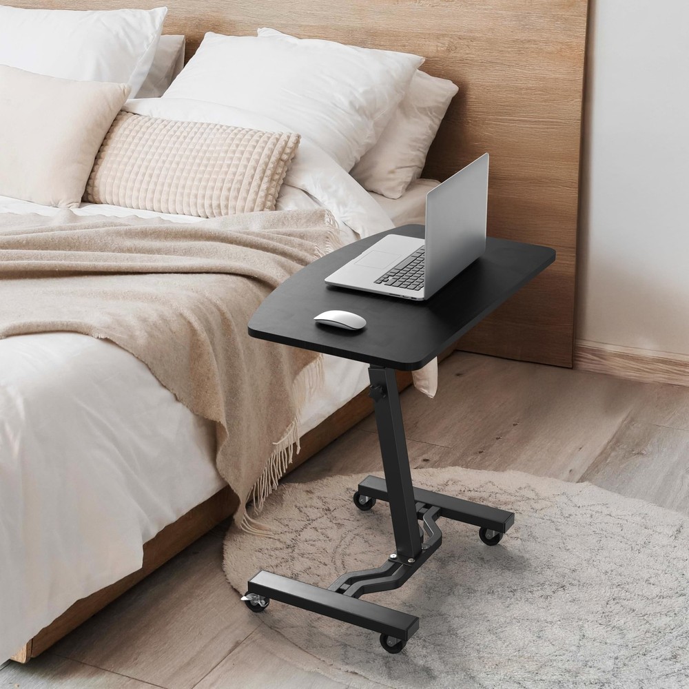 SHW Mobile Height Adjustable Laptop Rolling Standard - 15'' x 25'', Black