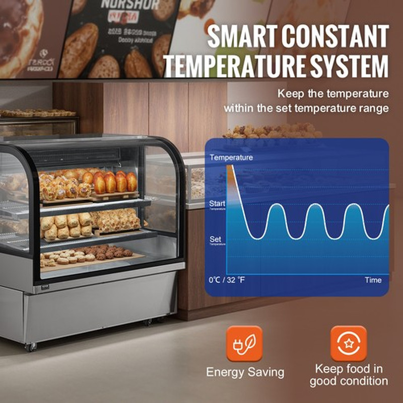 VEVOR Refrigerated Display Case Bakery Display Fridge Case 18 Cu Ft/505L 2-Tier