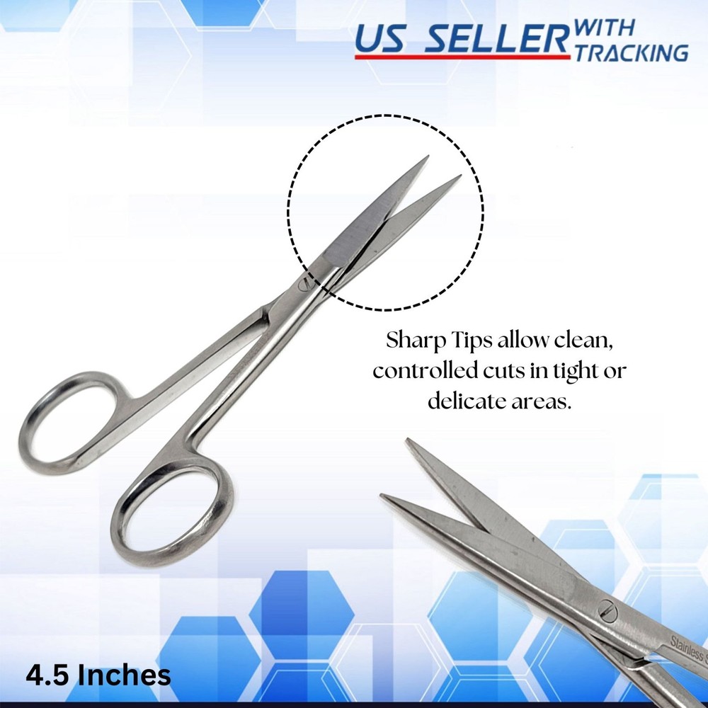 Surgical Operating Dissecting Scissors Standard 4.5" Straight Sharp/Sharp Tools