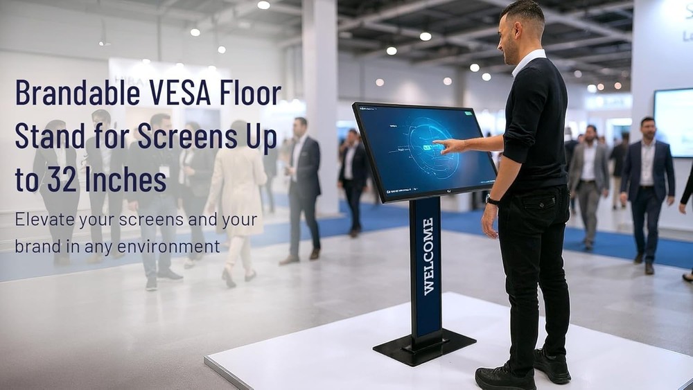 Compulocks Brandable VESA Floor Stand – Freestanding Secure Display Stand