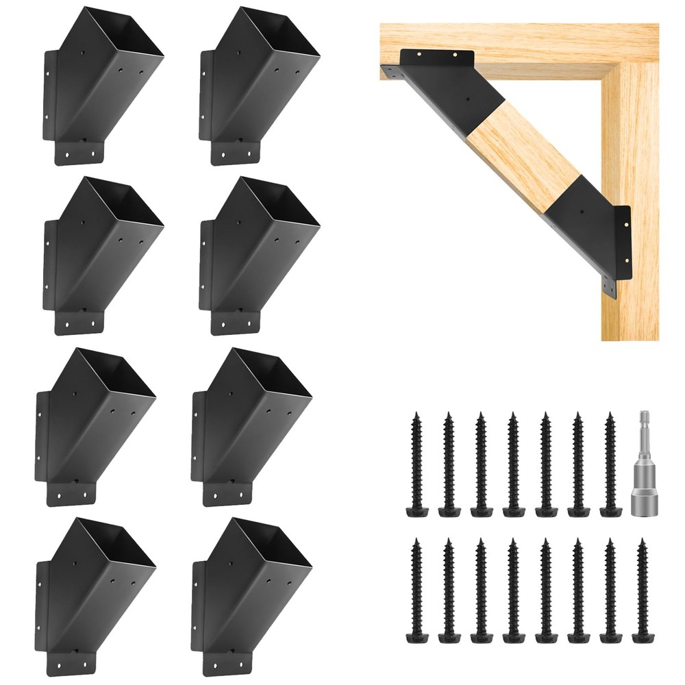 8 Pcs Pergola Angle Support Bracket,Reinforced 45-Degree Angle Bracket, for 4...