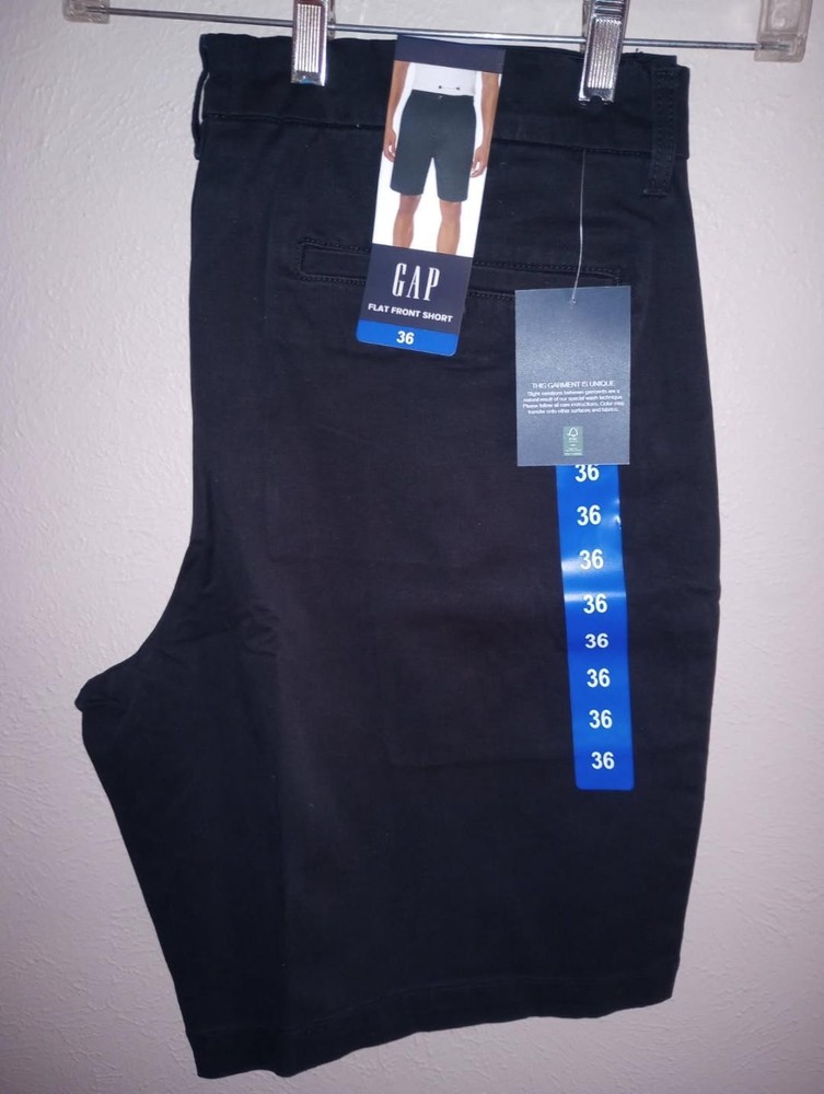 Gap Men's Size 36" Black Flat Front Khaki Shorts NWT