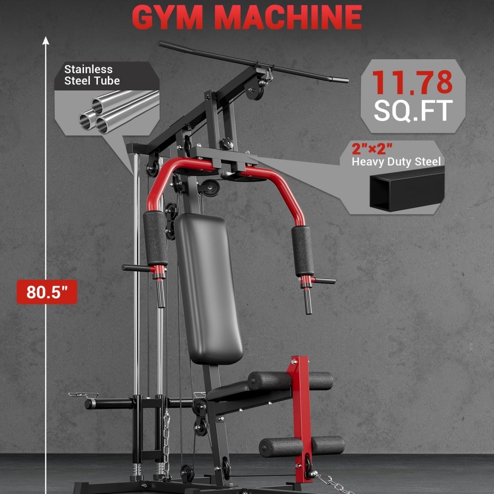 Multifunctional Home Gym Equipment w/Lat Pulldown,Leg Press,Total Body Exercise