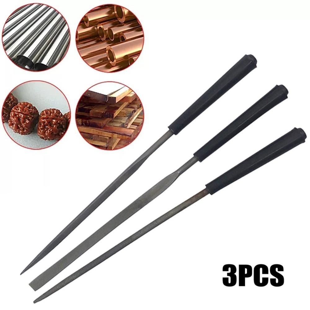 3pcs Diamond Files Convenient Easy To Use Round Silver + Black Replaceable