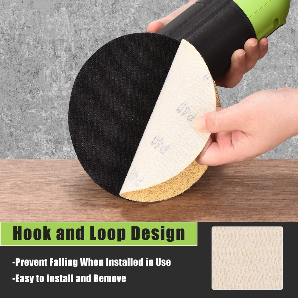 100 Pcs 5 Inch 400 Grit Hook and Loop Sanding Disc, Yellow