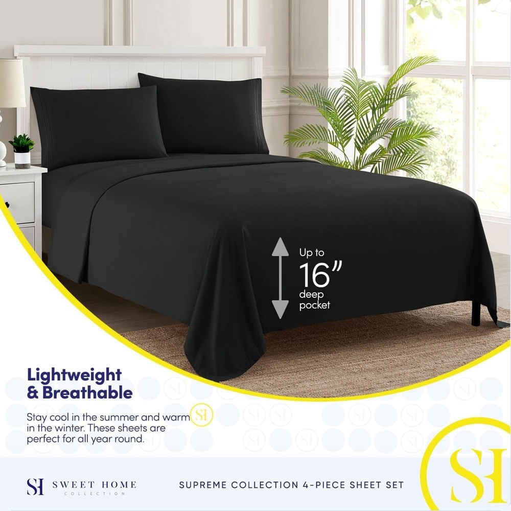 Deep Pocket California King Bedding Set - Wrinkle-Resistant Microfibre Sheets