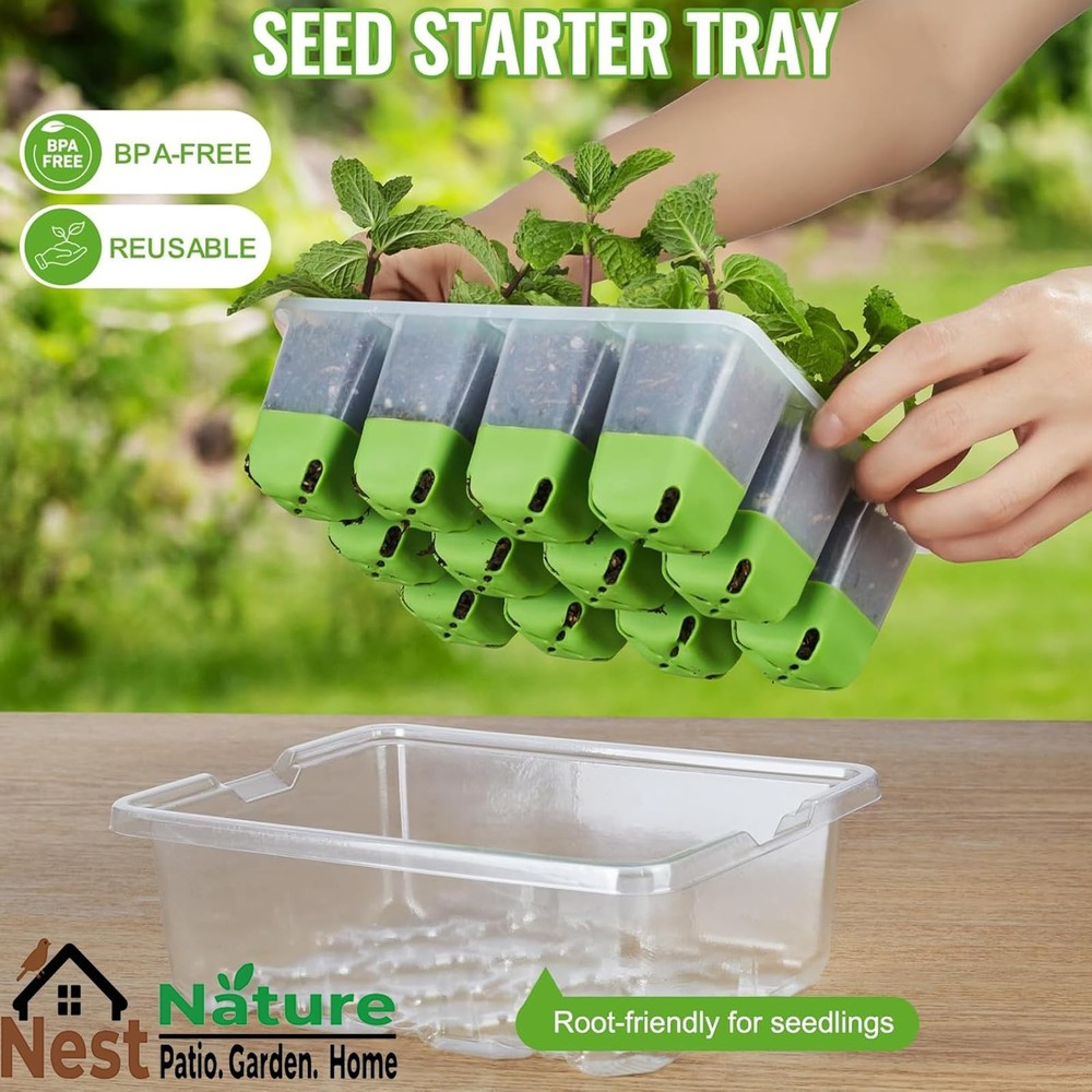 5-Pack Reusable Silicone Seed Starter Kit,Reusable 60Cell Seed Starter Trays ...
