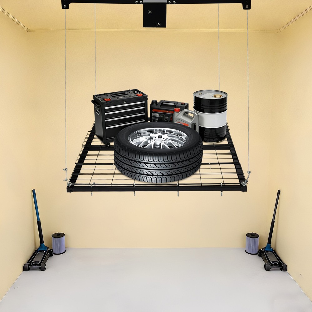 Overhead Garage Lifting Storage Rack 48*48in Adjustable Height Max. 96in Rack