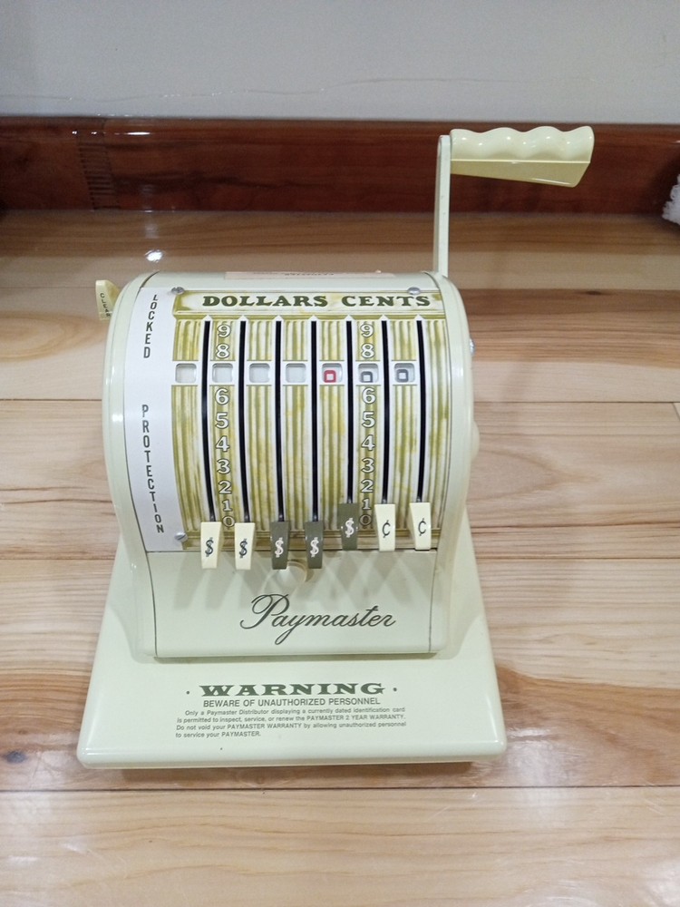 Paymaster Series S-1000 Check Writer With Key And Cover