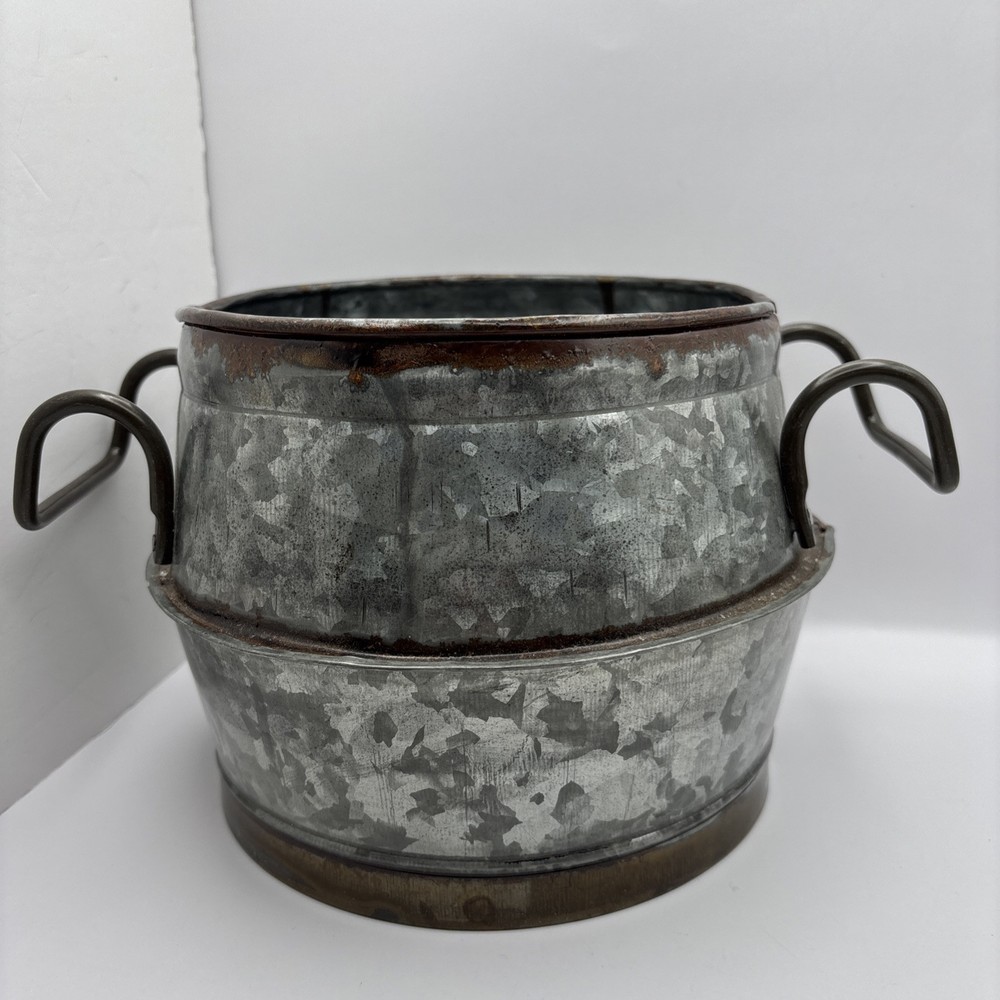 Pottery Barn Double Handled Metal Planter