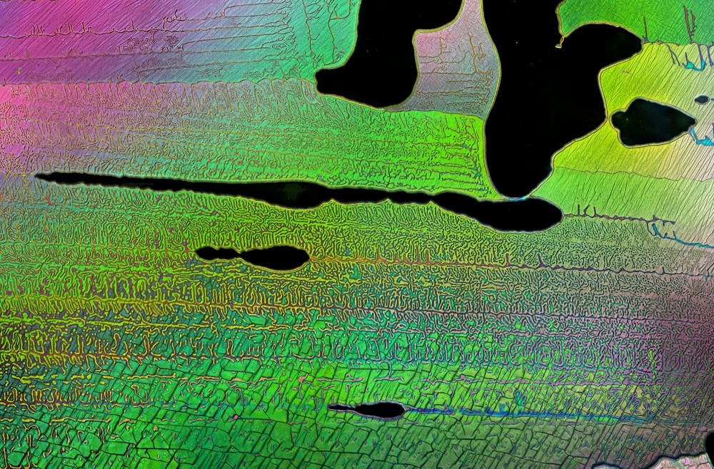 Microscope slide for polarized light, Caffeine