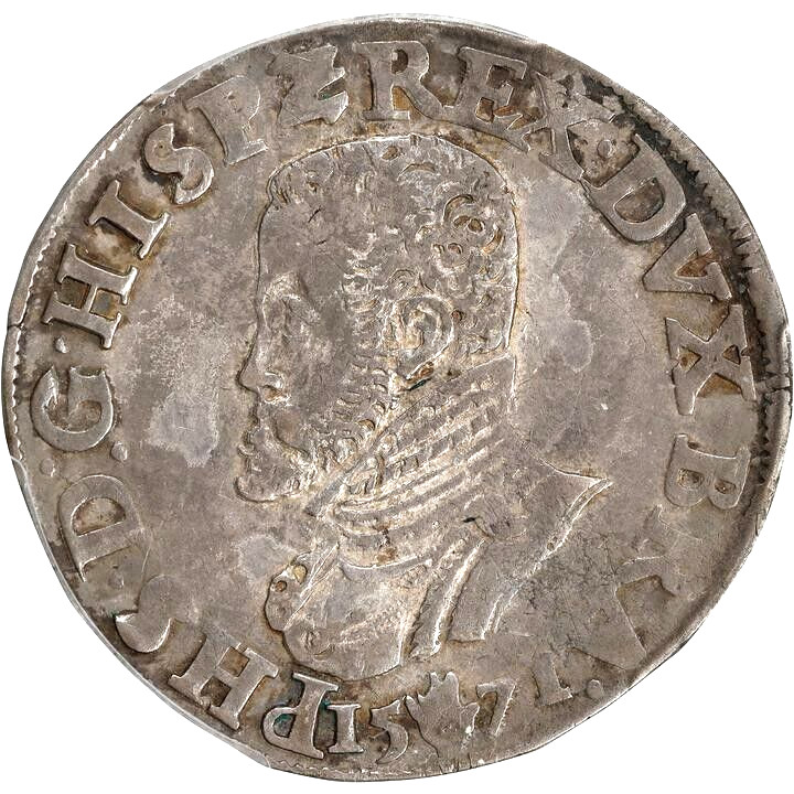 1571 Spanish Netherlands, Brabant, 1/2 Ecu, PCGS XF 45