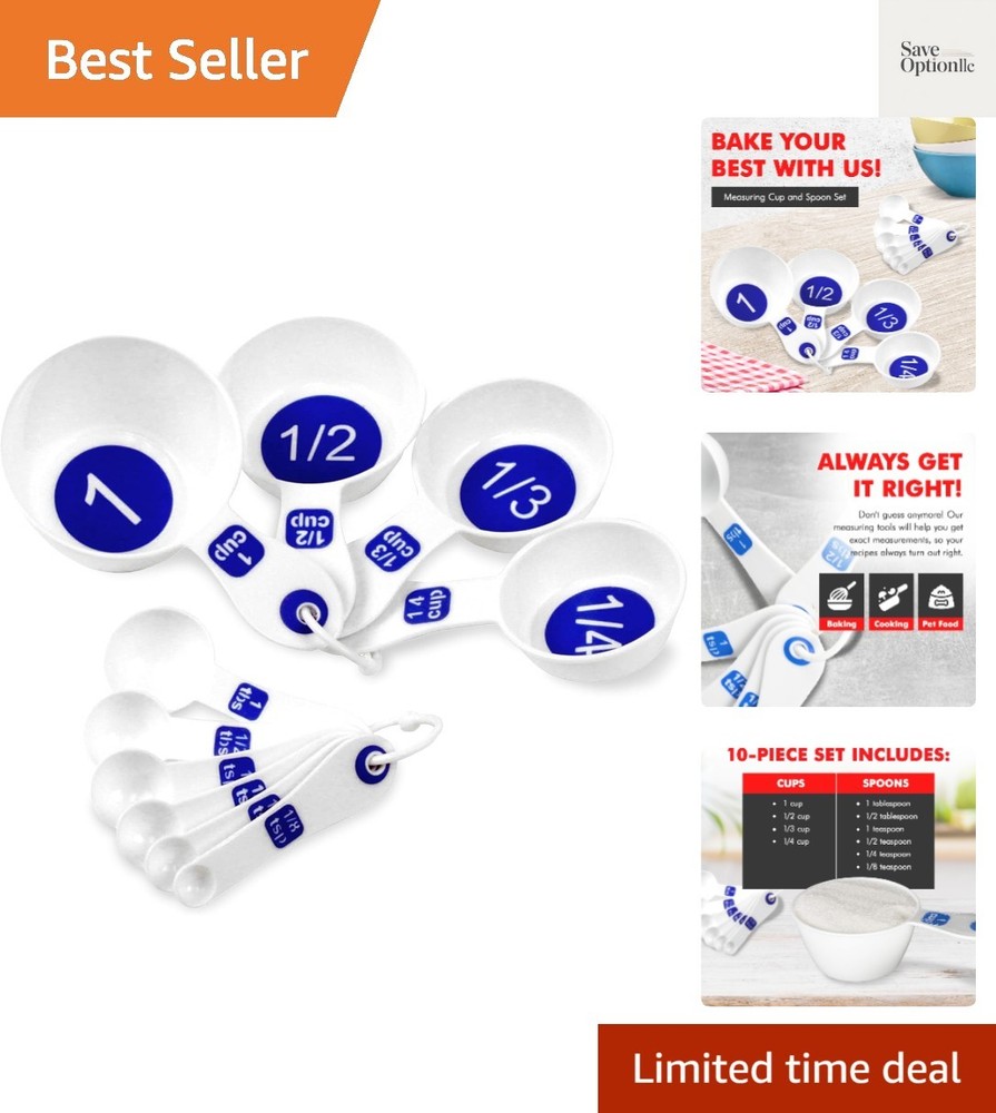 Easy to Read Plastic Measuring Cup Set, 10 Piece, white