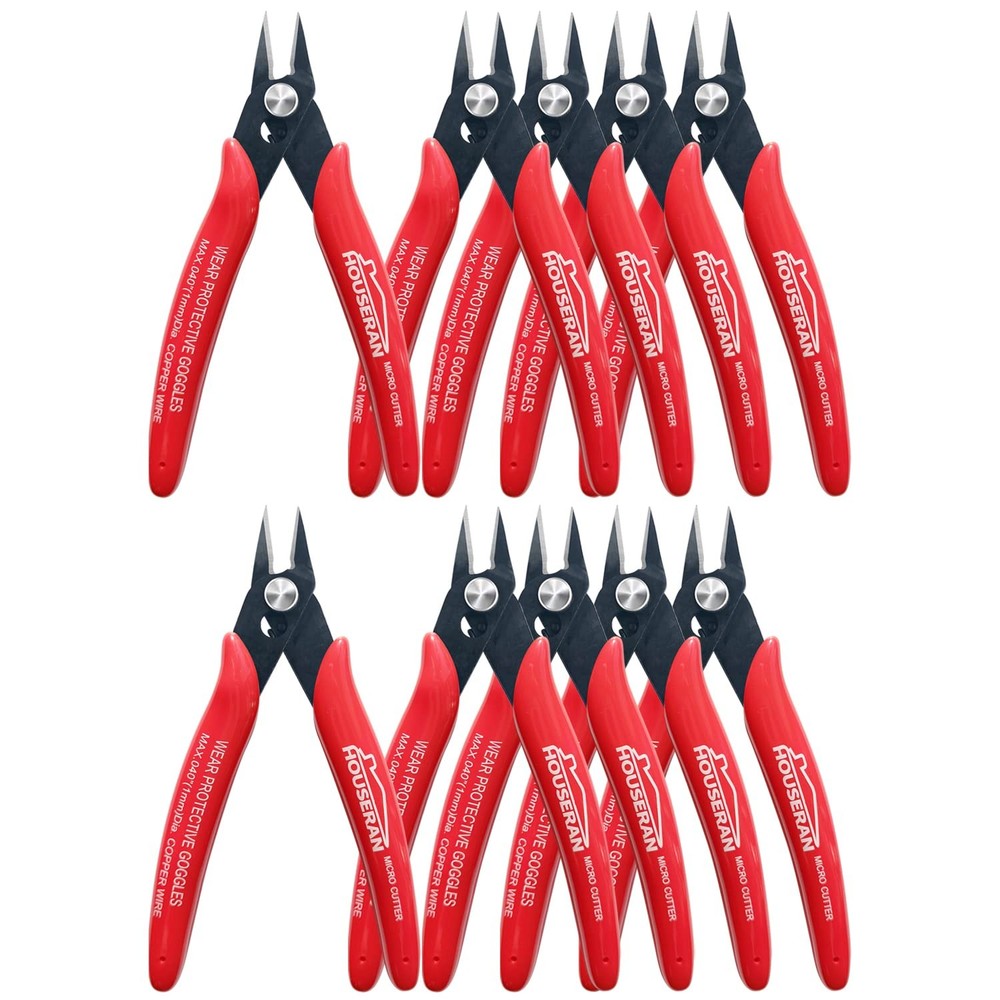 170 Wire Cutters, 10 PACK, 5 Inch Micro Flush Cutter, HOUSERAN Small 10 Pack