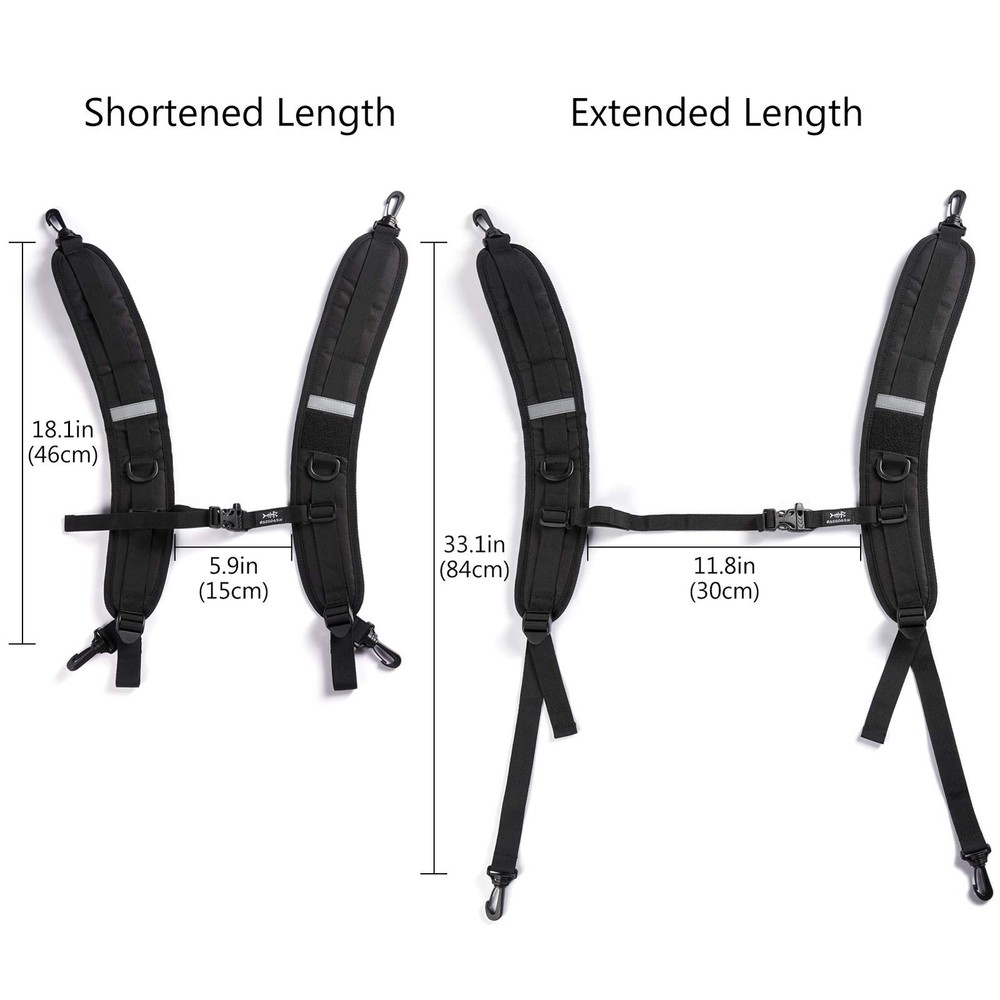 Bassdash Backpack Straps Replacement Adjustable Padded Shoulder Adult, Black