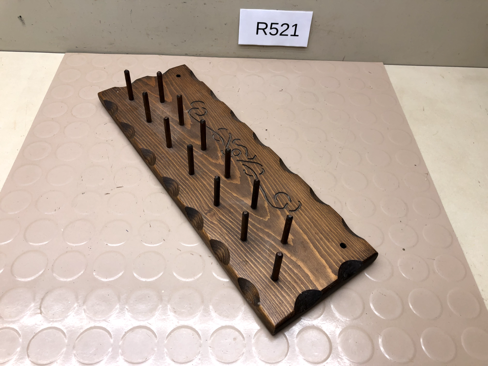 Vintage Thread Spool Holder Wall Hanging Wood Rack