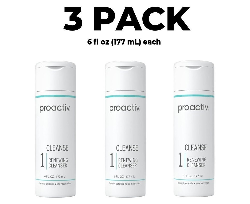 3 PACK, Proactiv Solution Renewing Cleanser, Benzoyl Peroxide, 6 fl oz each