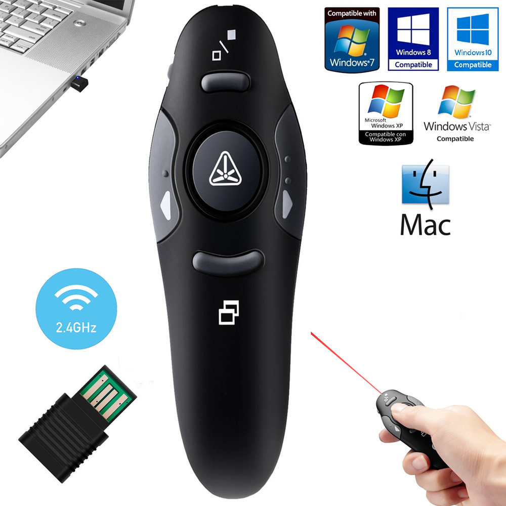 AlepTau Wireless Presentation Clicker Remote Laser Pointer - US FREE SHIPPING