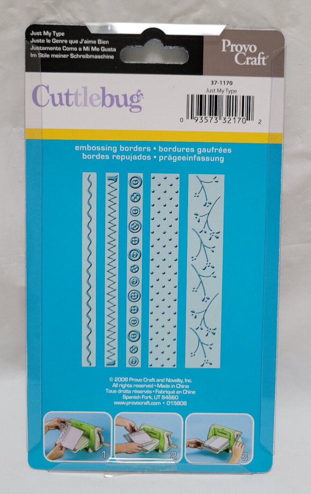 New Provo Craft Cuttlebug Just My Type - Cutting Die & Mini Embossing Border