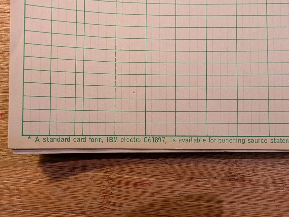 ONE (1) IBM Cobol Coding Form Program Sheet 1970's Form R 10-035