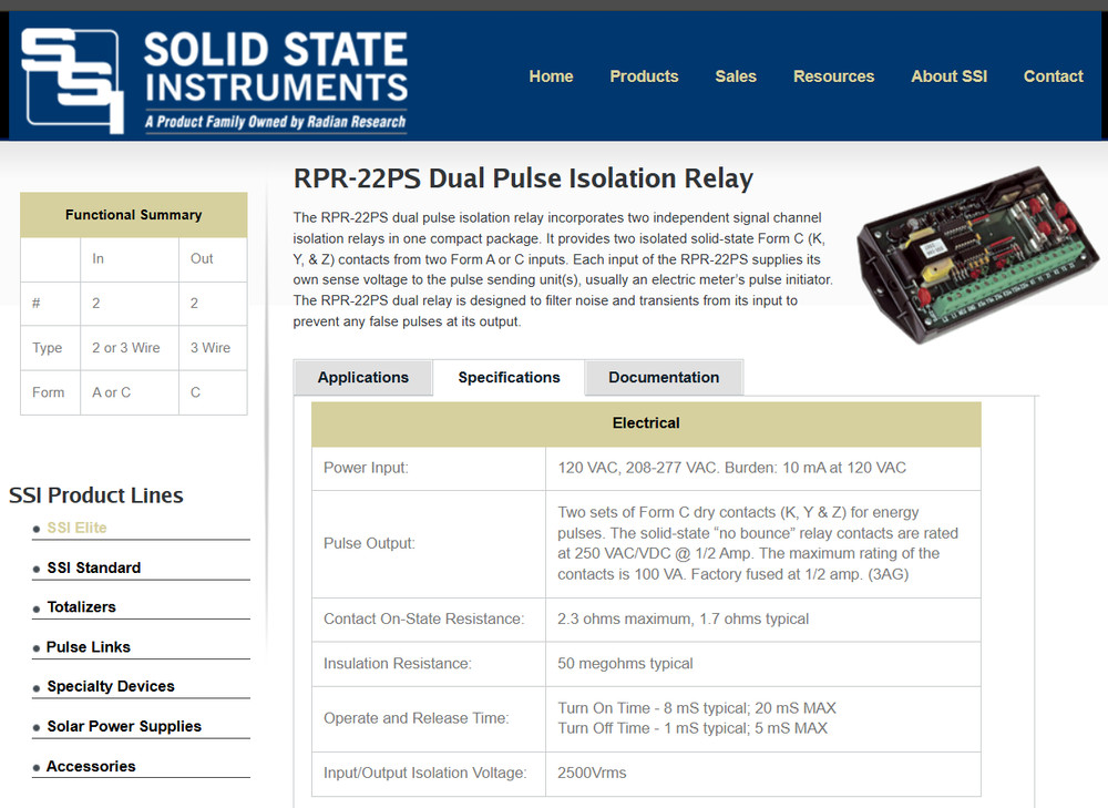 SOLID STATE INSTRUMENTS RPR-22PS Pulse Isolation Relay 120/208 VAC